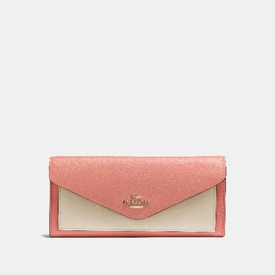 Coach Soft Wallet In Colorblock In Pink