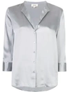 L Agence Aoki Band-collar Blouse In Pearl Grey
