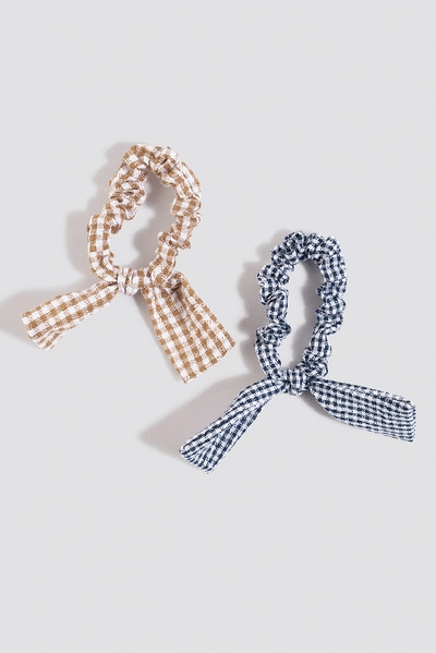 Na-kd 2-pack Gingham Scrunchies - Brown,blue,multicolor In Mixed