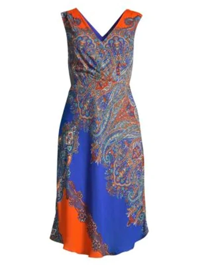 Elie Tahari Agatha Paisley Print Shift Dress In Blue Glaze Multi
