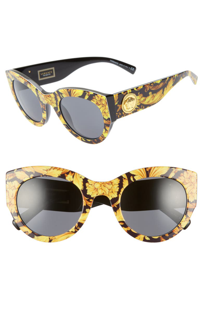 Versace Acetate Monochromatic Cat-eye Sunglasses In Yellow Black/ Black Solid