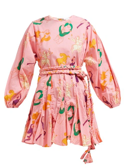 Rhode Ella Printed Long-sleeve Dress In Pink