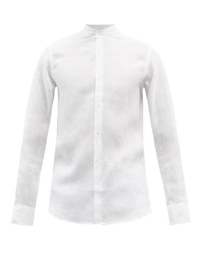 Frescobol Carioca Stand-collar Linen Shirt In White