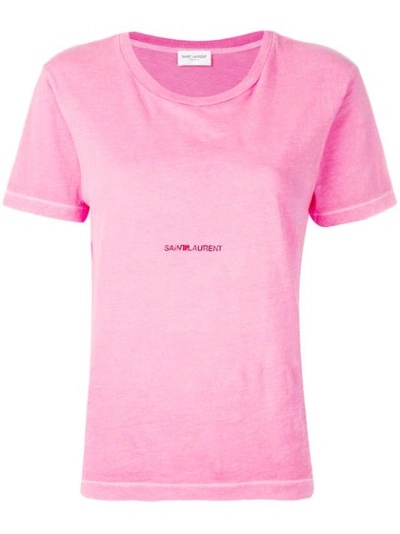 Saint Laurent Printed Cotton-jersey T-shirt In Pink