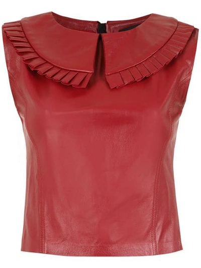Andrea Bogosian Leather Blouse - Red