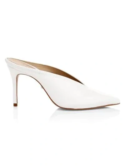 Schutz Duani Point-toe Patent Leather Mules In White