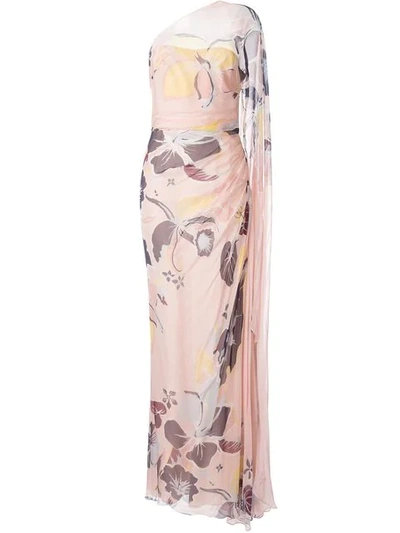 Zuhair Murad Floral One Shoulder Gown In Pink