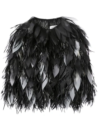 Isabel Sanchis Dipped Feather Organza Petal Jacket In Black