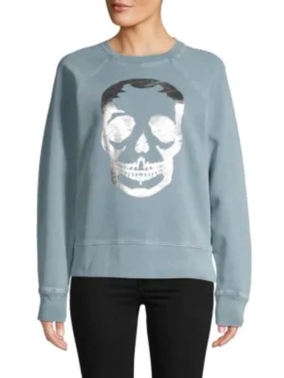 Zadig & Voltaire Metallic Graphic Cotton Sweatshirt In Nuage