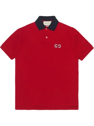 Gucci Polo With Gg Embroidery In Red