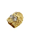 Gucci Lion Head Ring With Crystal In Gold-toned Metal