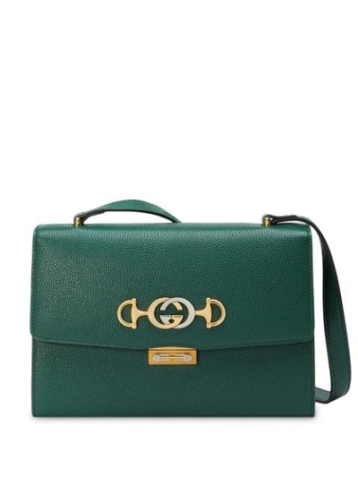 Gucci Zumi Grainy Leather Small Shoulder Bag In Green