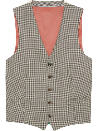 Gucci Houndstooth Wool Formal Vest In Grey