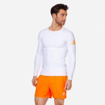 Vilebrequin Takeoff Long-sleeve Turtle-accented Rash Guard Tee In White