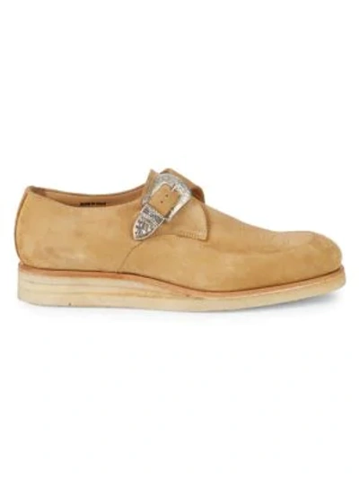 Ovadia & Sons Suede Buckled Oxfords In Tan