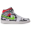 Nike Men's Air Jordan 1 Mid Retro Basketball Shoes In White