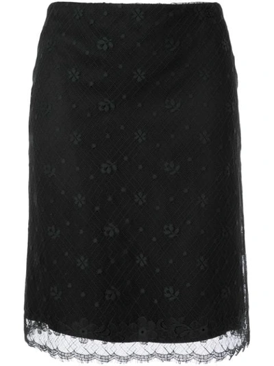 Pre-owned Chanel 2003 Cc Logo Lace Skirt In Brown