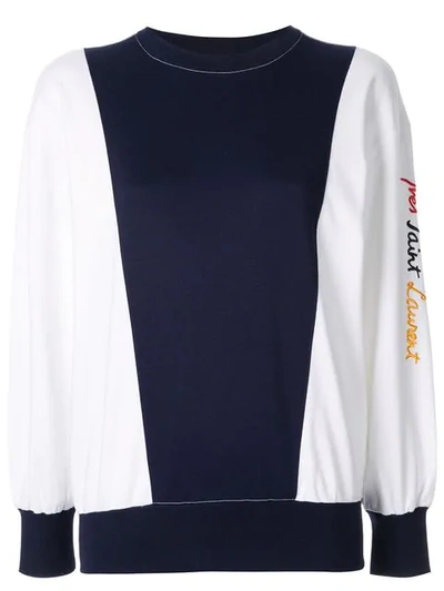 Pre-owned Saint Laurent Colour-blocked Sweatshirt In White