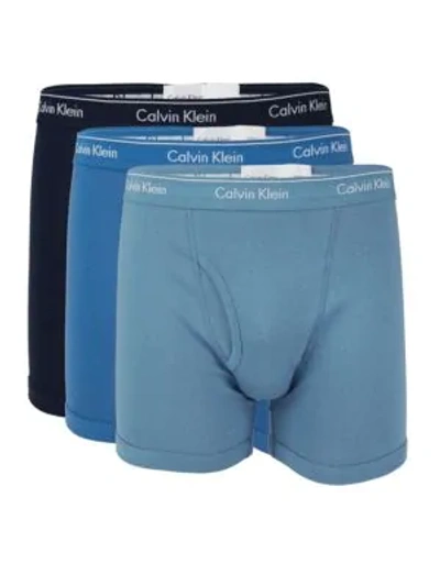 Calvin Klein 3-pack Logo Cotton Boxer Briefs In Blue