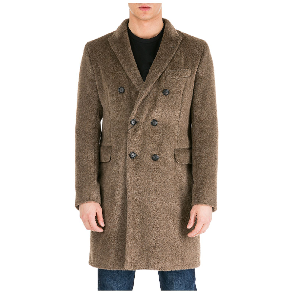 Emporio Armani Double Breasted Coat Overcoat In Marrone | ModeSens