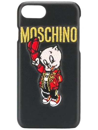 Moschino Logo Print Iphone 8 Case In Black Multi