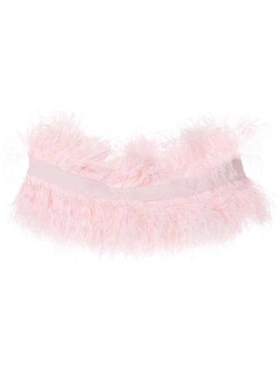 Isabel Sanchis Feather Plume Shrug In Pink