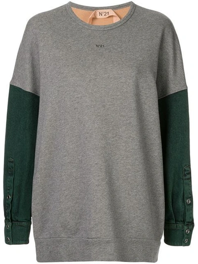 N°21 Nº21 Colour Block Sweatshirt - Grey