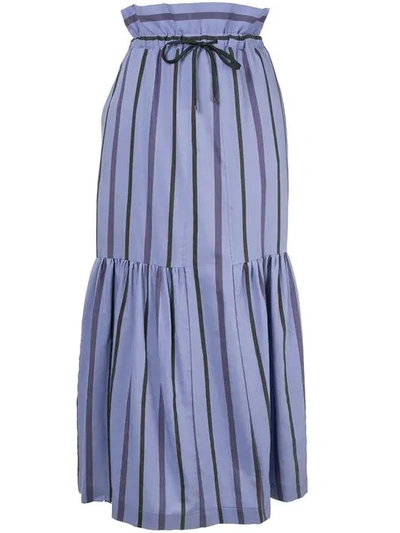 Ujoh Striped High Waisted Skirt In Purple