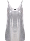 Rabanne Metallic Mesh Tank In Silver