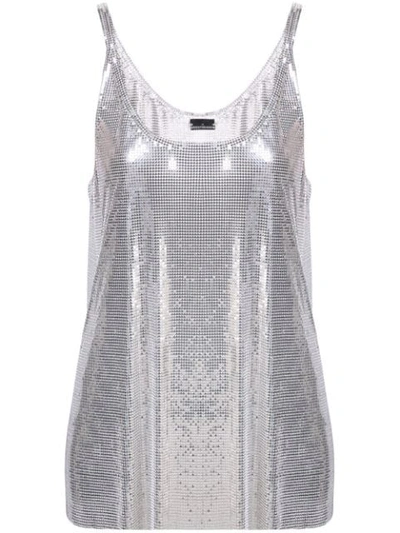 Rabanne Metallic Mesh Tank In Silver