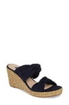 Stuart Weitzman Sarina Espadrille Wedge Slide Sandal In Nice Blue Suede