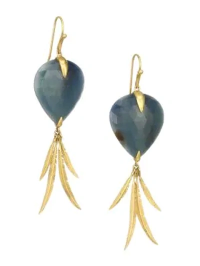 Annette Ferdinandsen Tropical 18k Yellow Gold & Sapphire Bird Of Paradise Earrings