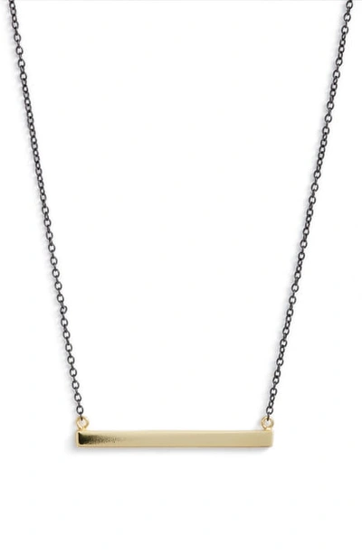 Argento Vivo Bar Pendant Necklace In Gunmetal/ Gold