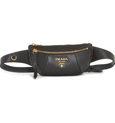 Prada Daino Leather Belt Bag In Nero