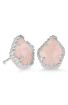 Kendra Scott Tessa Stone Stud Earrings In Rose/ Silver