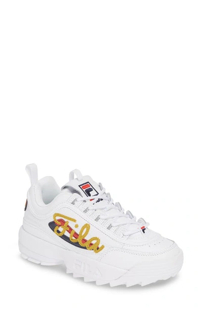 Fila Disruptor Ii Signature Sneaker In White/ Navy/ Red