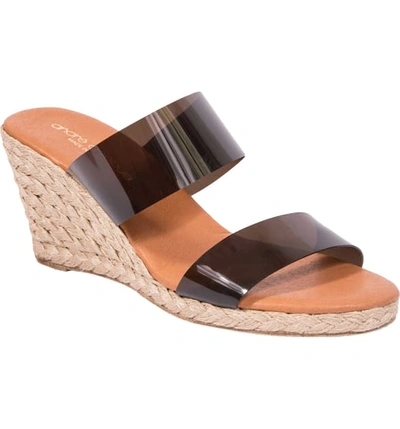 Andre Assous Anfisa Espadrille Wedge In Black Faux Leather