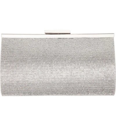 Nina Crystal Frame Clutch In Silver