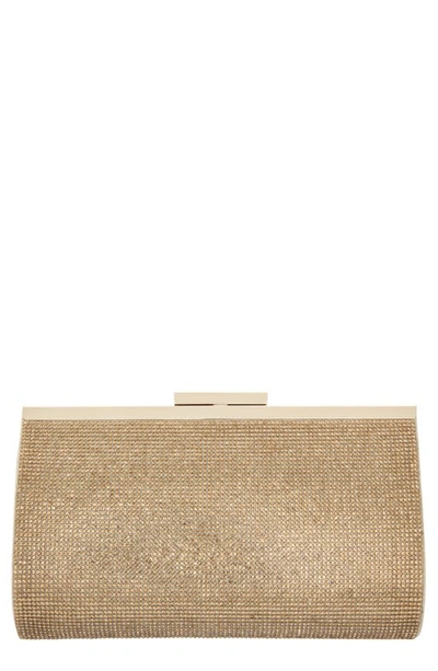 Nina Crystal Frame Clutch In Gold