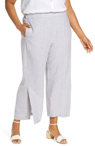 Nic + Zoe Nic+zoe Central Park Striped Cropped Trousers In Grey Smoke