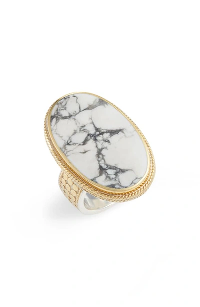 Anna Beck Howlite Cocktail Ring In Gold/ Howlite