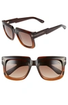 Tom Ford Christian 53mm Gradient Square Sunglasses - Shiny Brown/ Gradient Brown