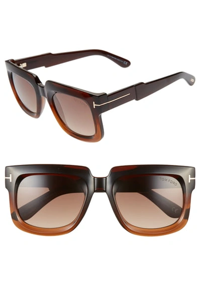 Tom Ford Christian 53mm Gradient Square Sunglasses - Shiny Brown/ Gradient Brown
