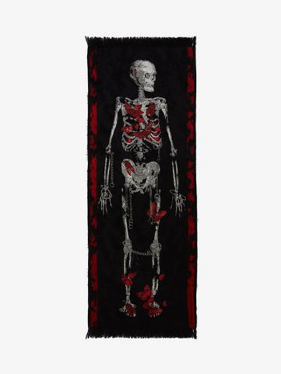 Alexander Mcqueen Adorned Skeleton Stole In Black/red