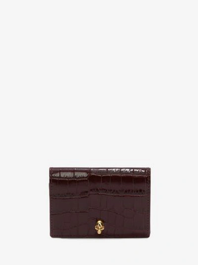 Alexander Mcqueen Skull Folded Card Holder In Velvet Red