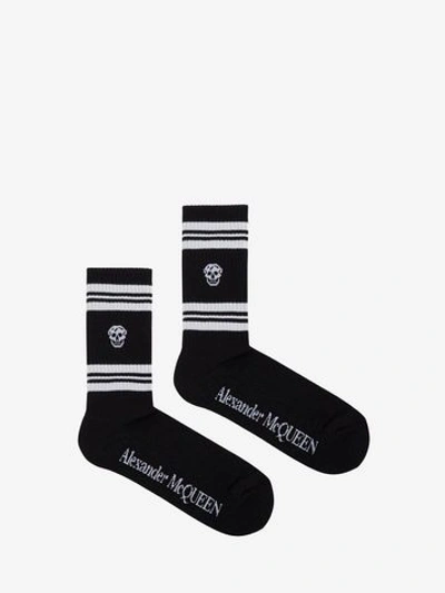 Alexander Mcqueen Skull Sport Socks In Black/white