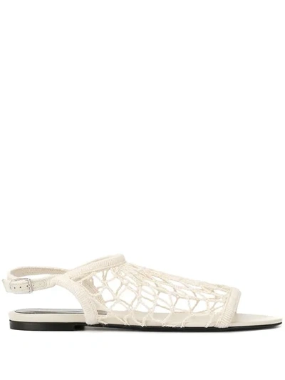 Sonia Rykiel Flat Fishnet Sandals In White