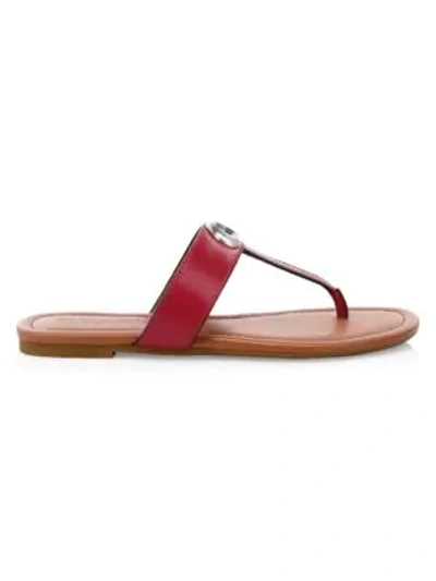 Coach Jessie Leather Thong Sandals In Bright Cherry