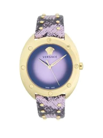 Versace Stainless Steel & Leather Strap Watch In Champagne