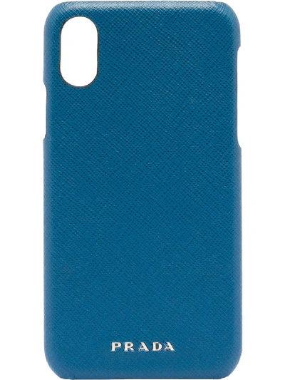 Prada Iphone X Case In Blue